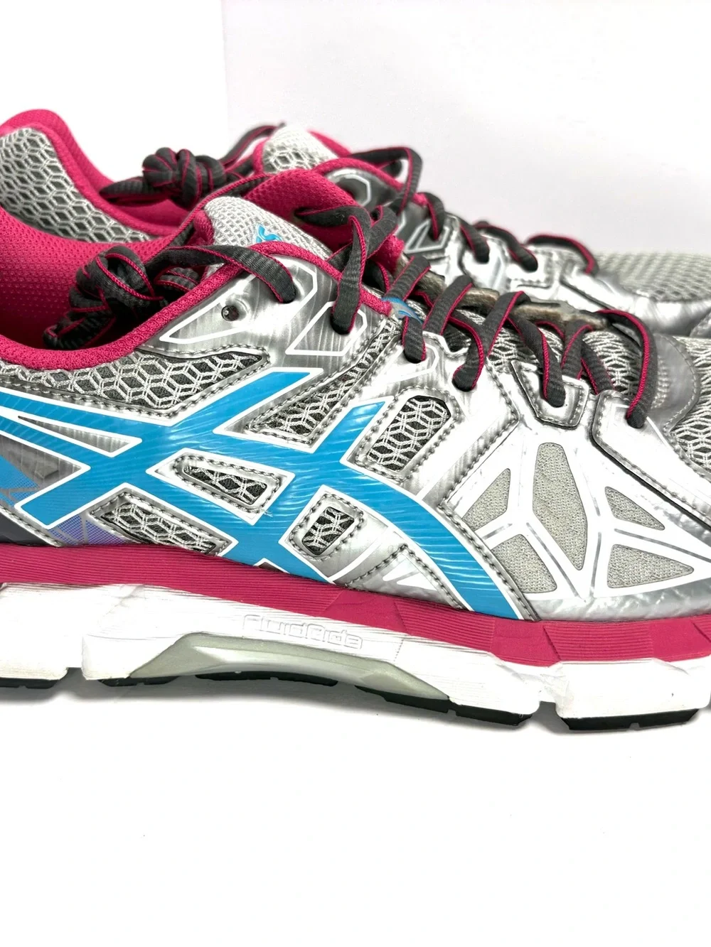 Asics Gel-Fortify Woman's SIZE 12 Running Sneakers Silver Gray Pink Blue T571N